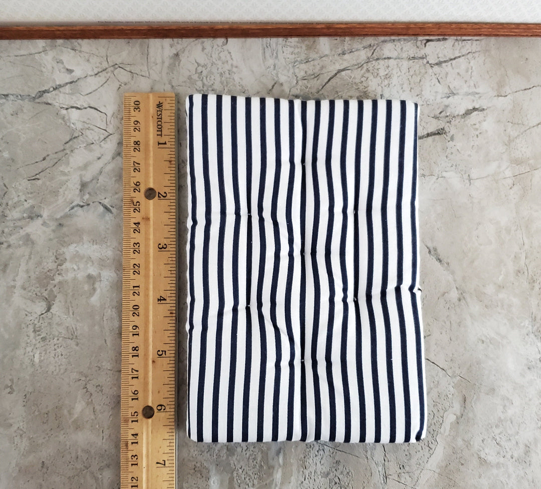 Dollhouse Miniature Mattress Double Size Black & White Striped 1:12 Scale Bedroom