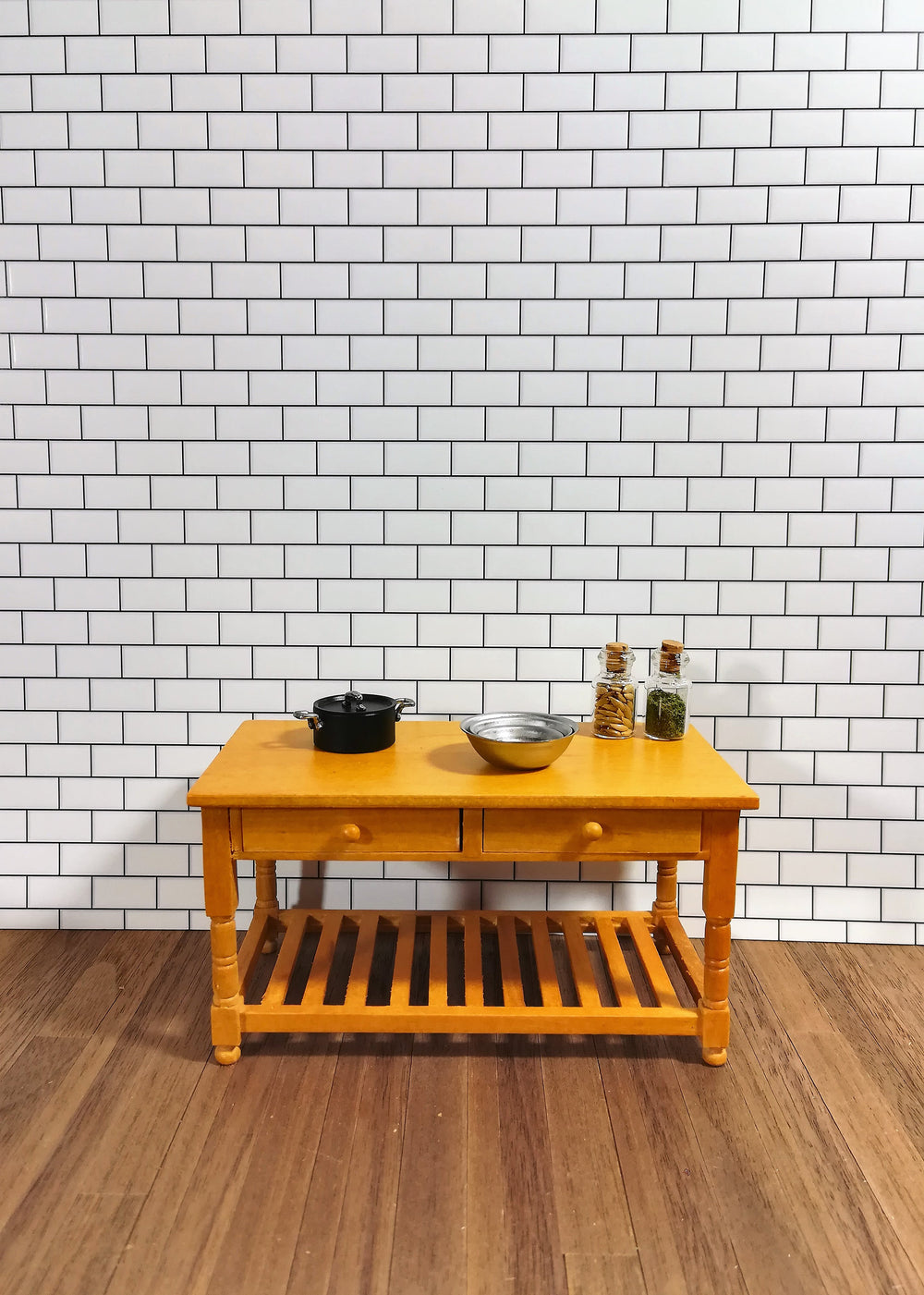 Dollhouse Miniature Subway Metro Wall Tile White Embossed Glossy Paper 1:12 Scale Dark Grout