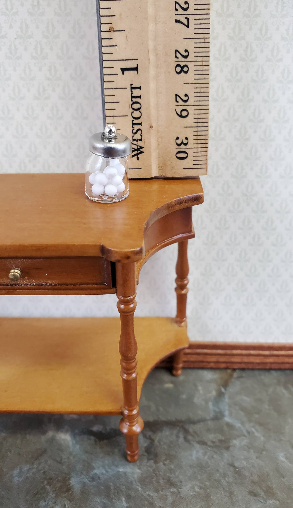 Dollhouse Miniature Cotton Ball Jar Glass with Lid 1:12 Scale Vanity Accessories