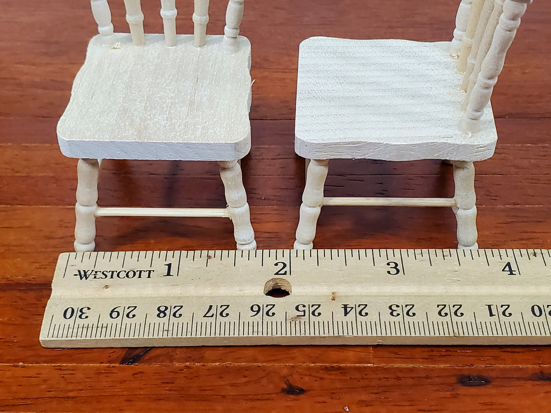 Dollhouse Chairs Spindle Back x2 Unpainted Wood 1:12 Scale Miniature Furniture