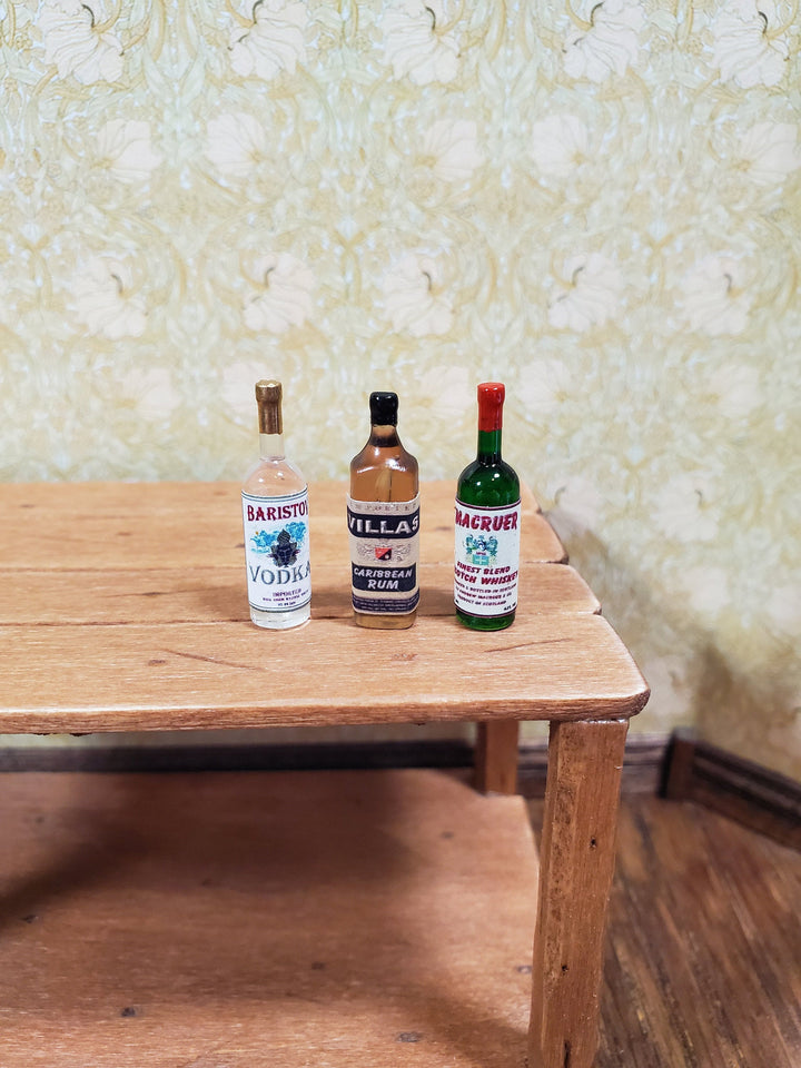 Dollhouse Miniature Rum Vodka Scotch Bottles Tiny 1:12 Scale Drinks Booze