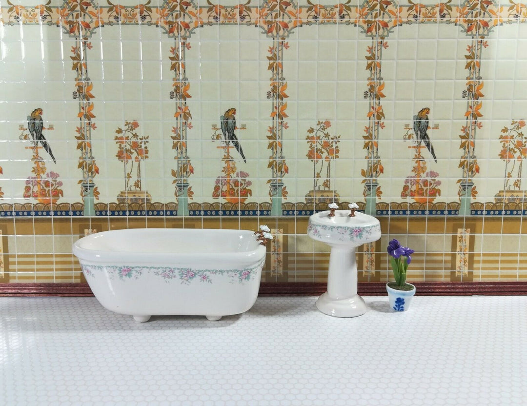 Dollhouse Miniature Yellow Parrot Wall Tiles Embossed 1:12 Scale by World Model