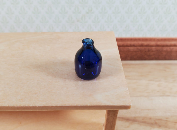 Dollhouse Small Jar Round Cobalt Blue Glass Bottle 1:12 Scale Miniature Decor