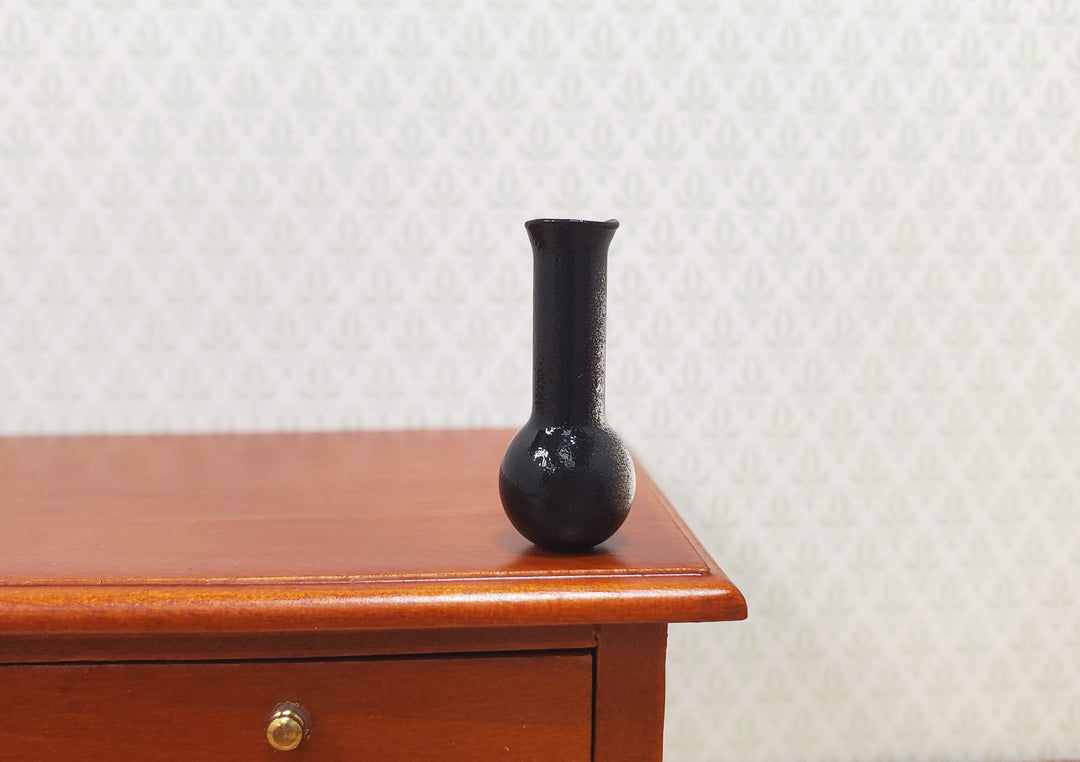 Dollhouse Long Necked Black Flask 1:12 Scale Miniature Decoration Laboratory
