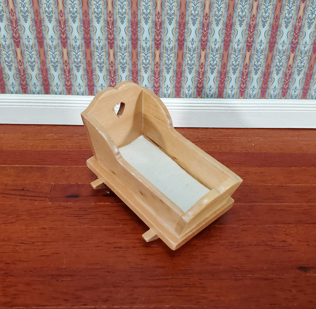 Dollhouse Cradle Small Crib for Nursery Light Oak Finish 1:12 Scale Miniature Furniture