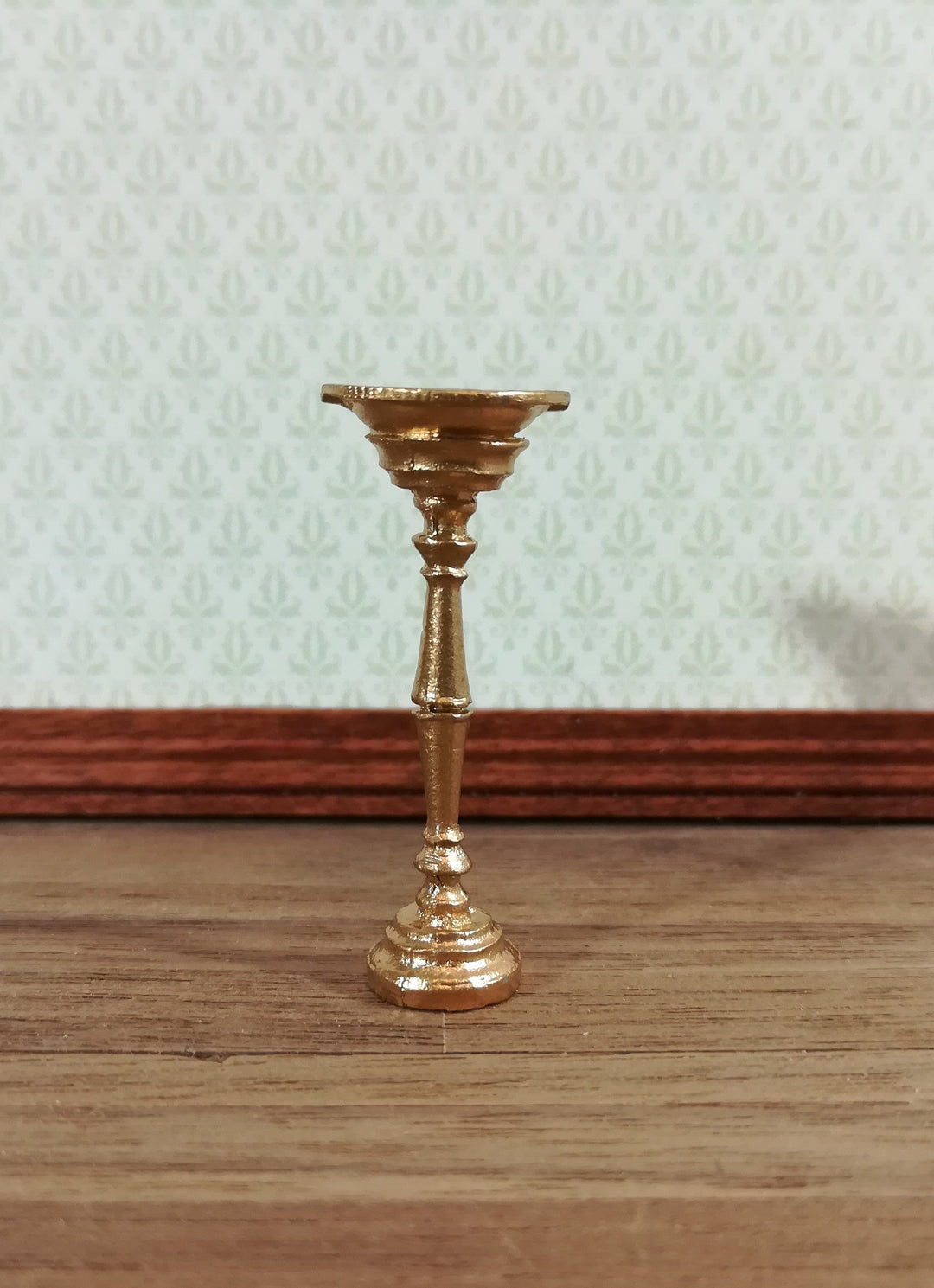 Dollhouse Miniature Ashtray Gold Metal Standing Pedestal 1:12 Scale