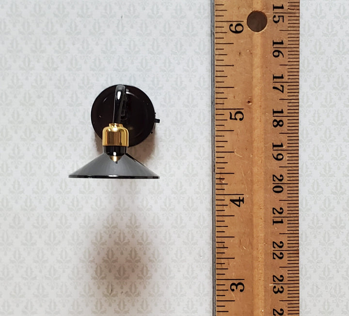 Dollhouse Battery Light Industrial Black Chrome Wall Sconce 1:12 Scale Miniature