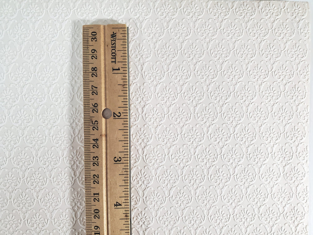 Dollhouse Textured Wallpaper Embossed 3 Pieces White/Beige 1:12 Scale