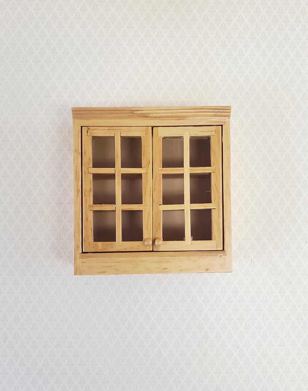 Dollhouse Miniature Upper Kitchen Cabinet Light Oak with Doors 1:12 Scale