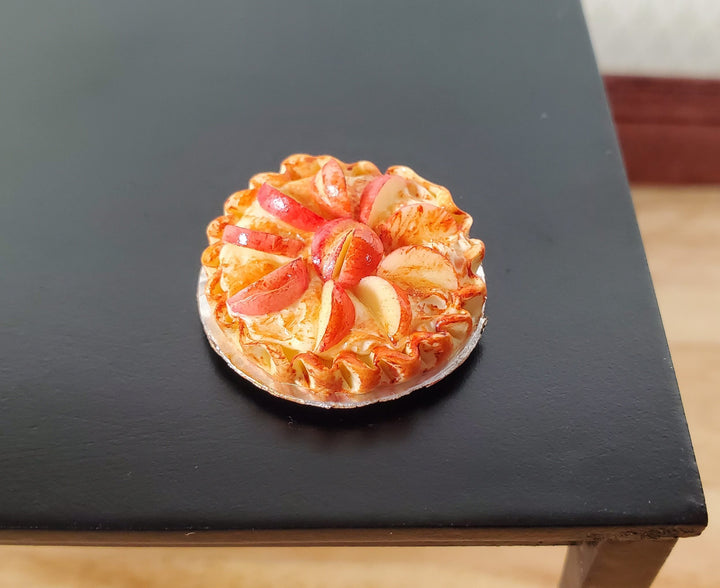 Dollhouse Peach Pie in Tin 1:12 Scale Miniature Kitchen Food Bakery