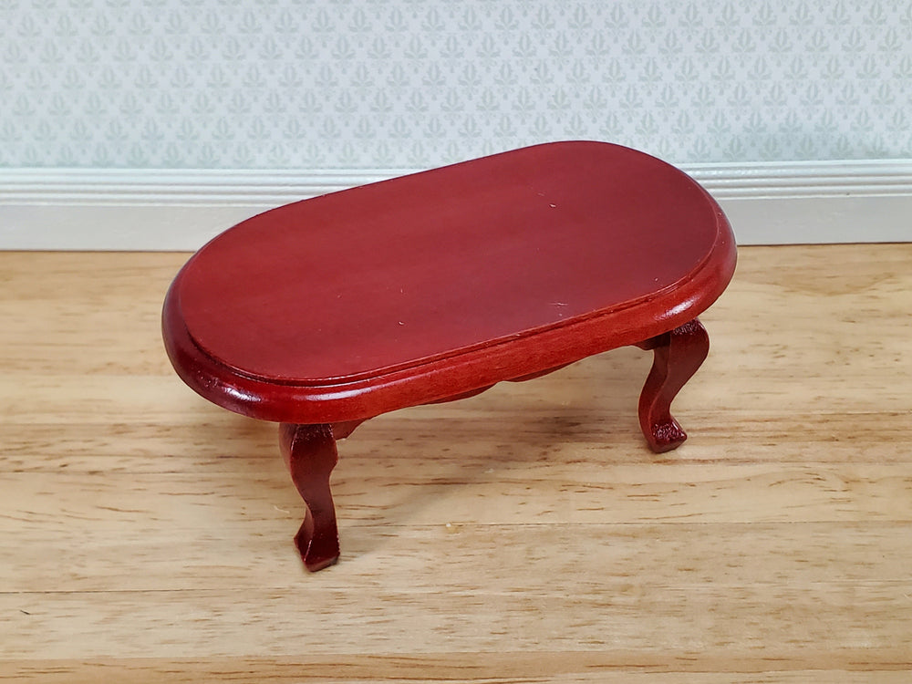 Dollhouse Oval Coffee Table Mahogany Finish 1:12 Scale Furniture Classic Style