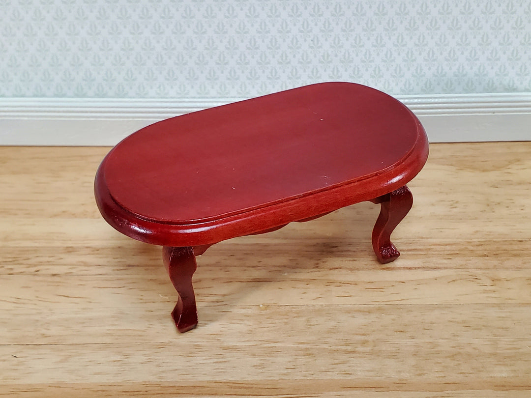 Dollhouse Oval Coffee Table Mahogany Finish 1:12 Scale Furniture Classic Style