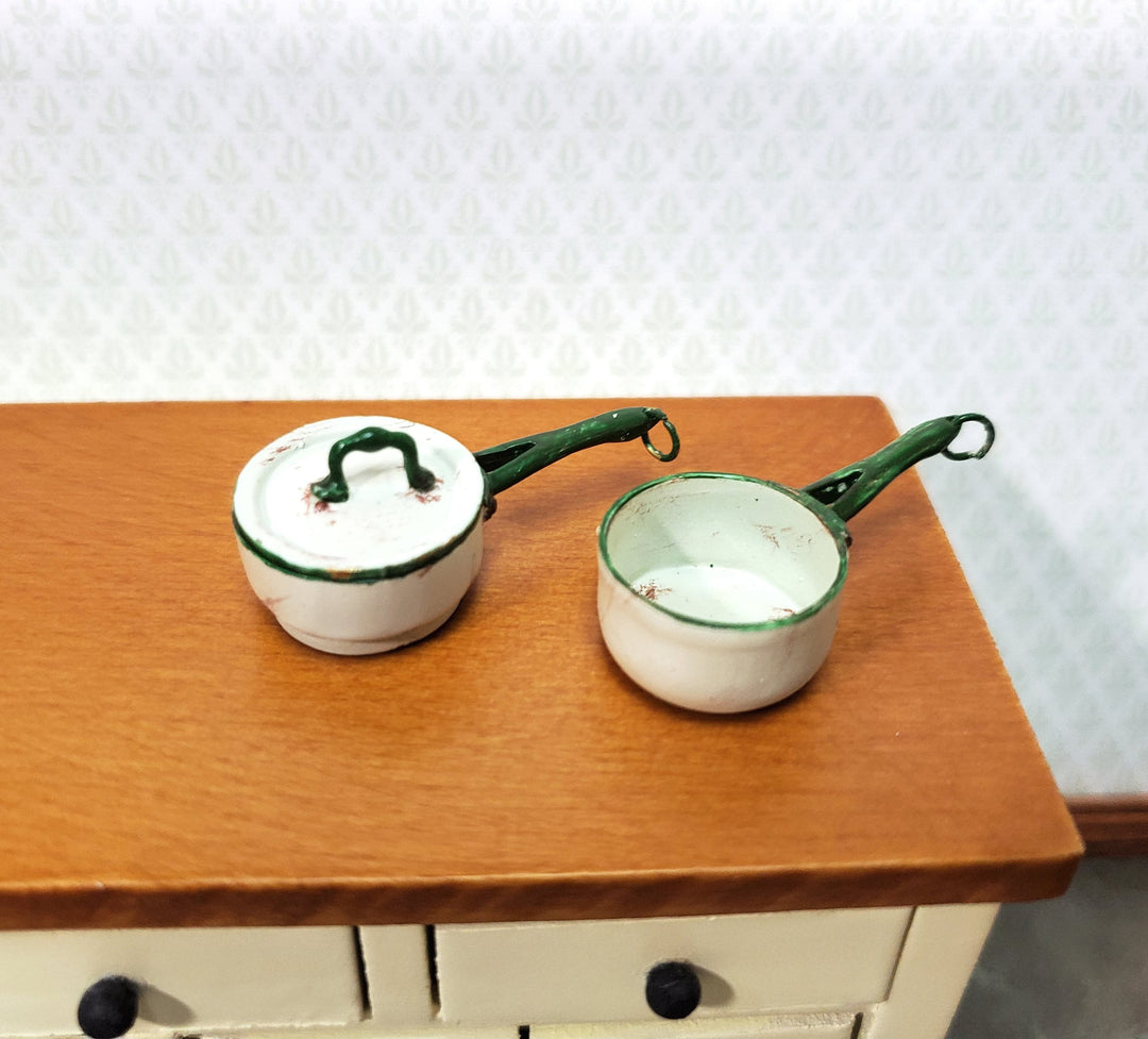 Dollhouse Double Boiler Pots + Lid Cooking Pans 1:12 Scale Miniature Kitchen Falcon Miniatures