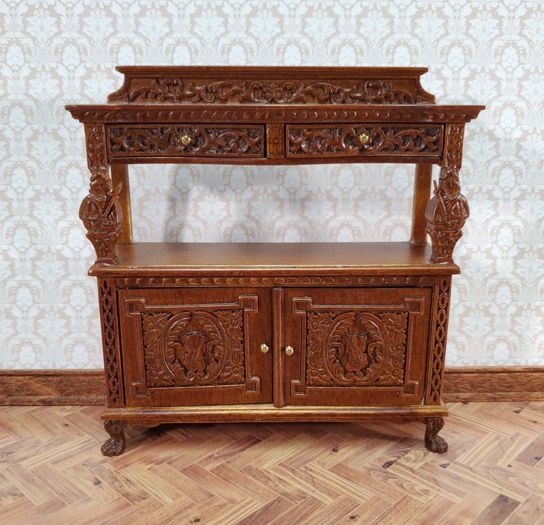 Dollhouse Buffet French Renaissance Server Walnut Finish 1:12 Scale Furniture