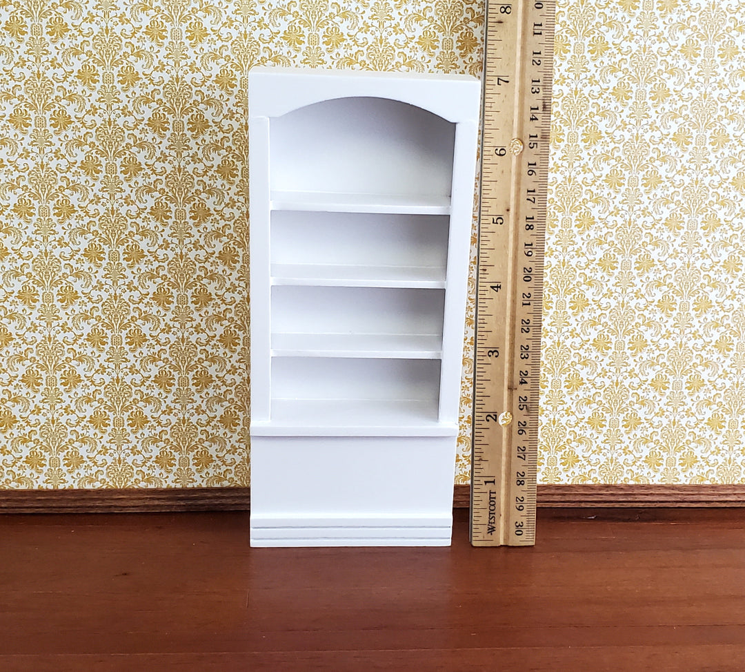 Dollhouse Miniature Bookshelf Tall 4 Shelves White Finish 1:12 Scale Furniture Bookcase