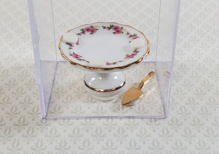 Dollhouse Cake Stand with Cover and Cake Server Reutter Porcelain 1:12 Scale Miniature