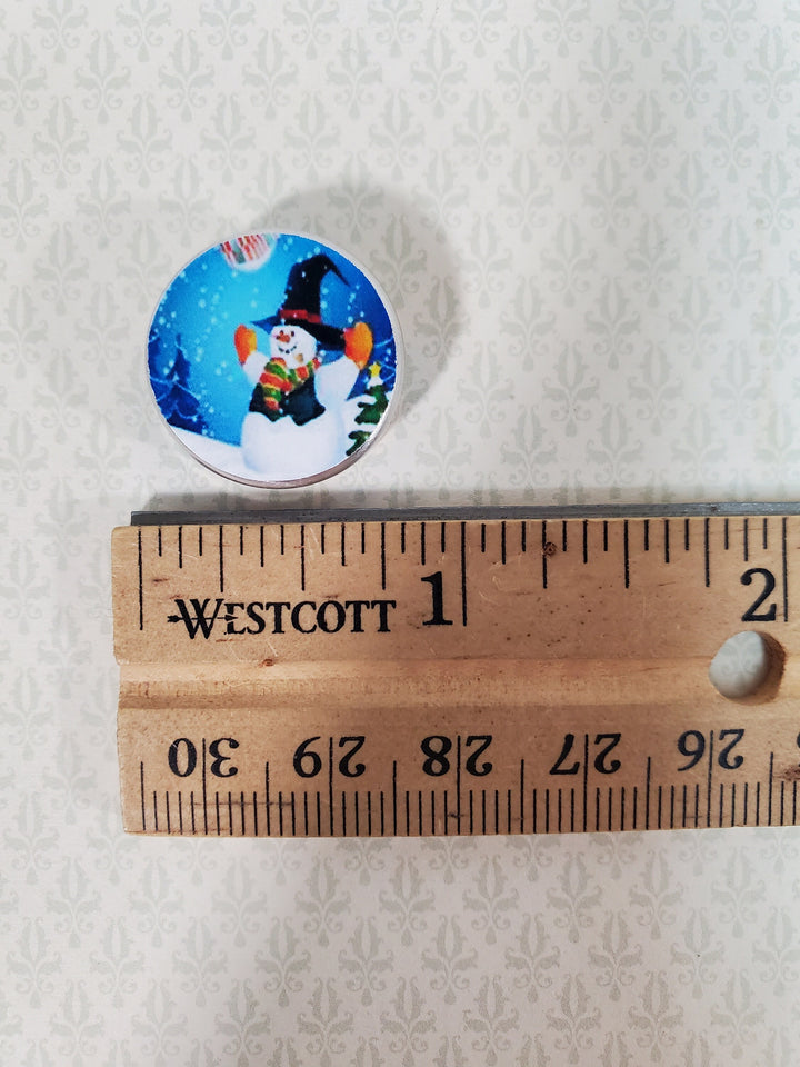 Dollhouse Cookie Tin for Biscuits Snowman Theme Removable Lid 1:12 Scale Miniature
