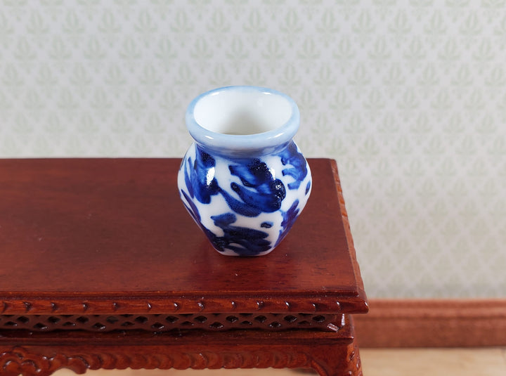 Dollhouse Vase Blue & White Decorative Planter Ceramic 1:12 Scale Miniature