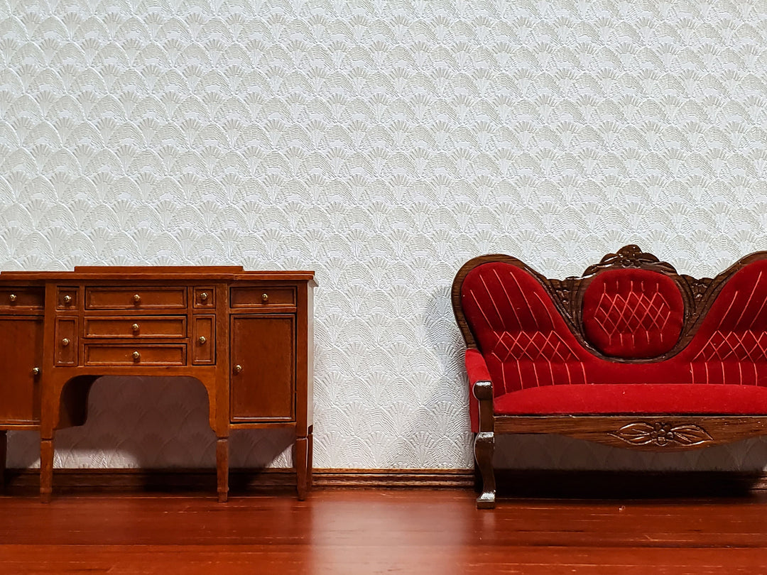 Dollhouse Textured Wallpaper Embossed 3 Pieces White/Beige Art Deco 1:12 Scale