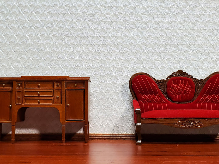 Dollhouse Textured Wallpaper Embossed 3 Pieces White/Beige Art Deco 1:12 Scale