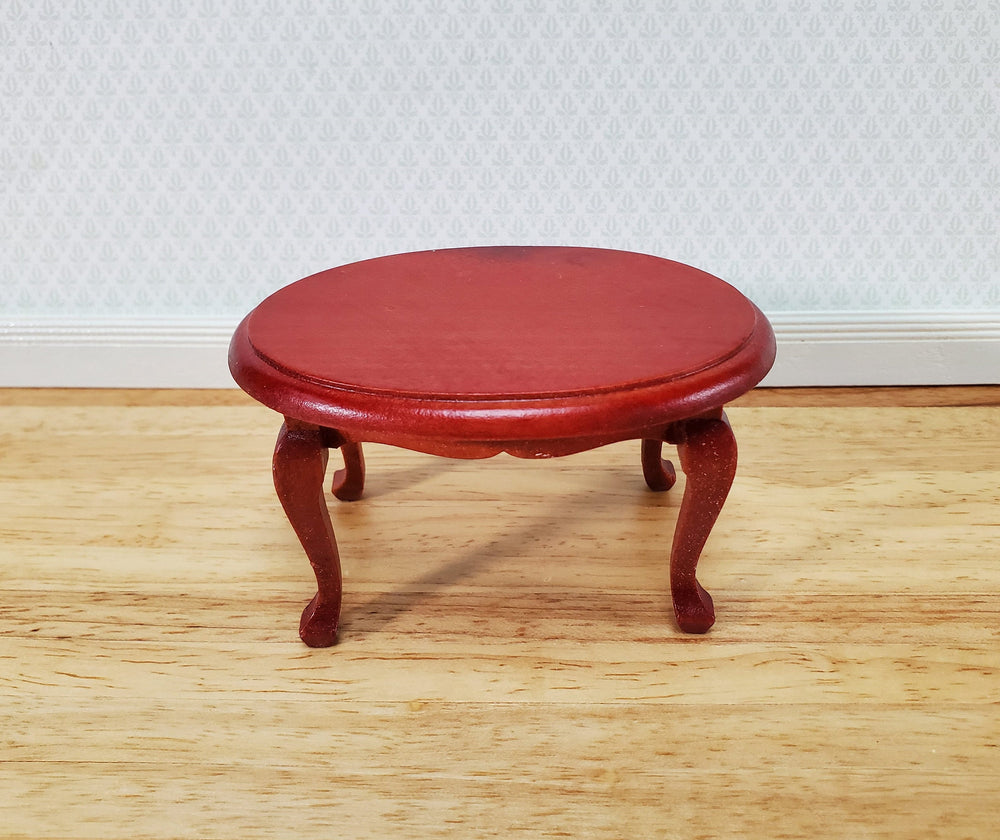 Dollhouse Oval Coffee Table Mahogany Finish 1:12 Scale Miniature Furniture