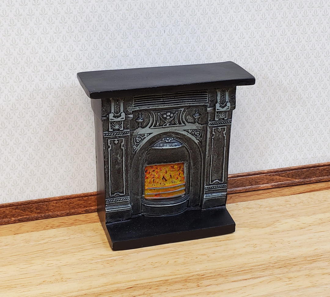 Dollhouse Fireplace with "Lit" Fire Victorian Style 1:12 Scale Miniature Furniture
