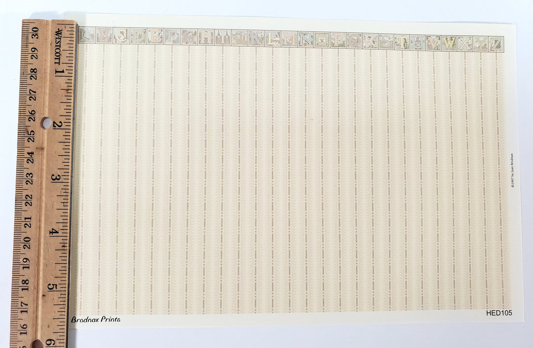Dollhouse HALF SCALE Nursery Wallpaper 3 Sheets Alphabet "Mother Goose" 1:24
