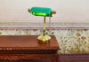 Dollhouse Battery Light Bankers Desk Table Lamp Green Shade 1:12 Scale Miniature