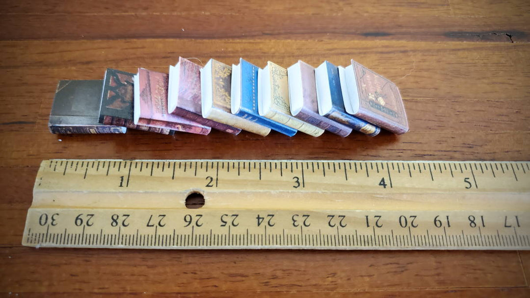 Dollhouse Miniature Book Set x10 Antique Style Set #2 1:12 Scale (blank inside)