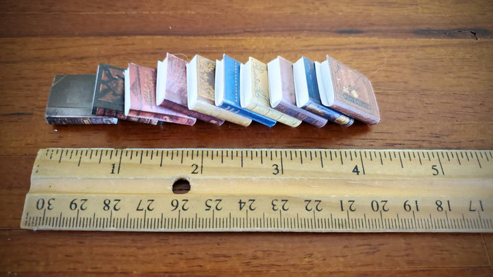 Dollhouse Miniature Book Set x10 Antique Style Set #2 1:12 Scale (blank inside)