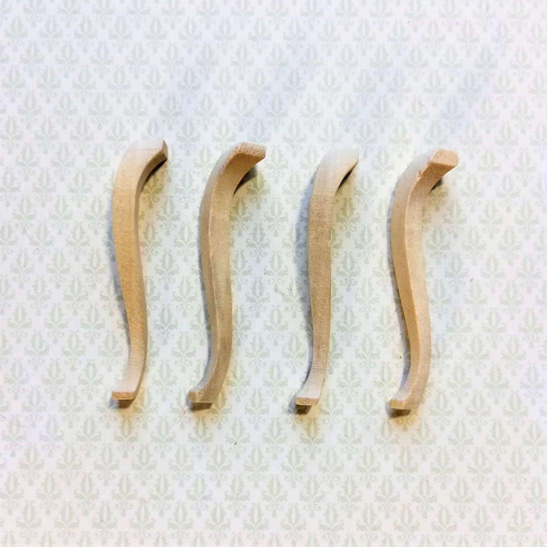 Dollhouse Miniature Wood Cabriole Legs for Table or Furniture x4 1:12 Scale