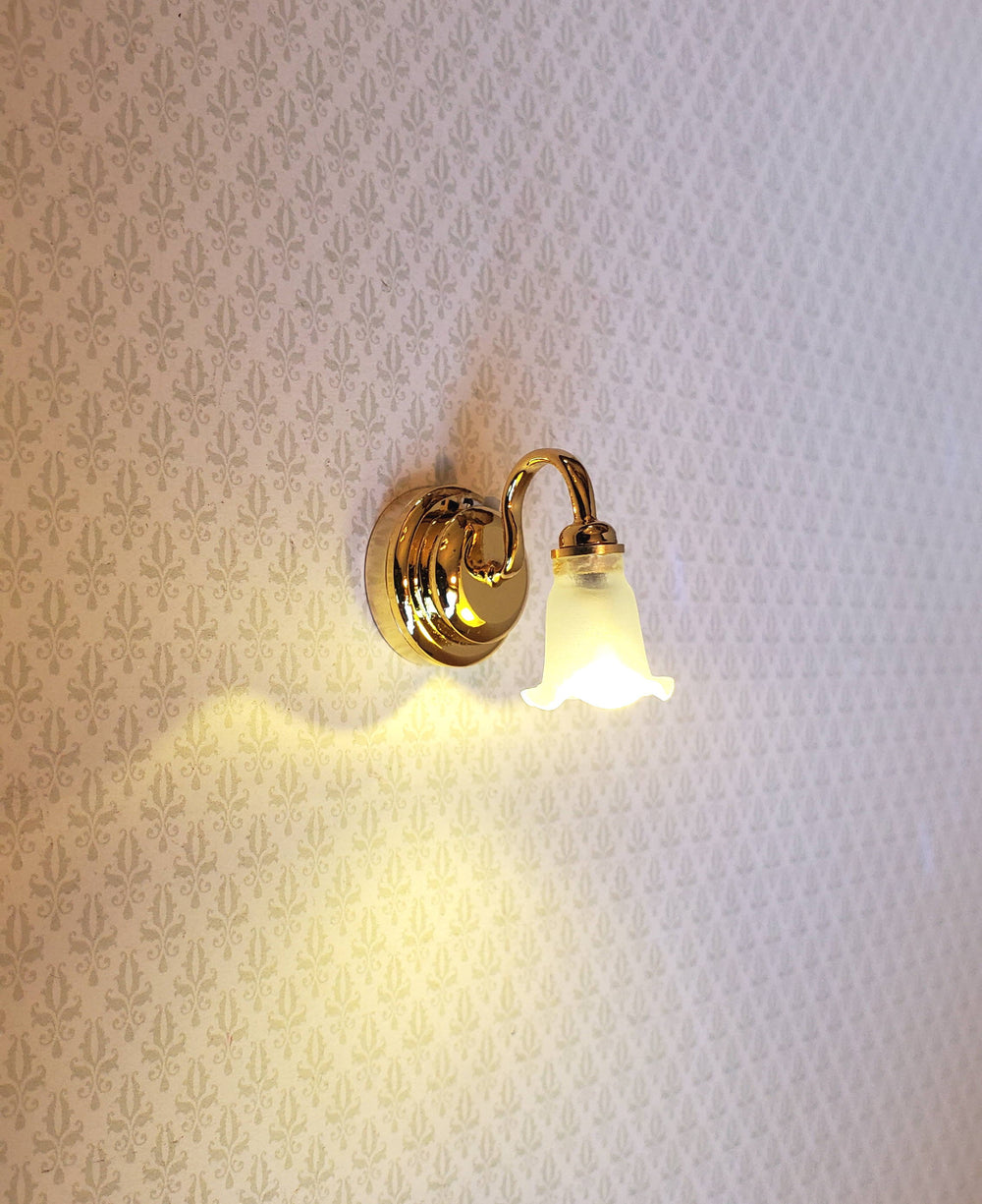 Dollhouse Battery Light Single Tulip Wall Sconce 1:12 Scale Miniature Houseworks - MiniatureCrush