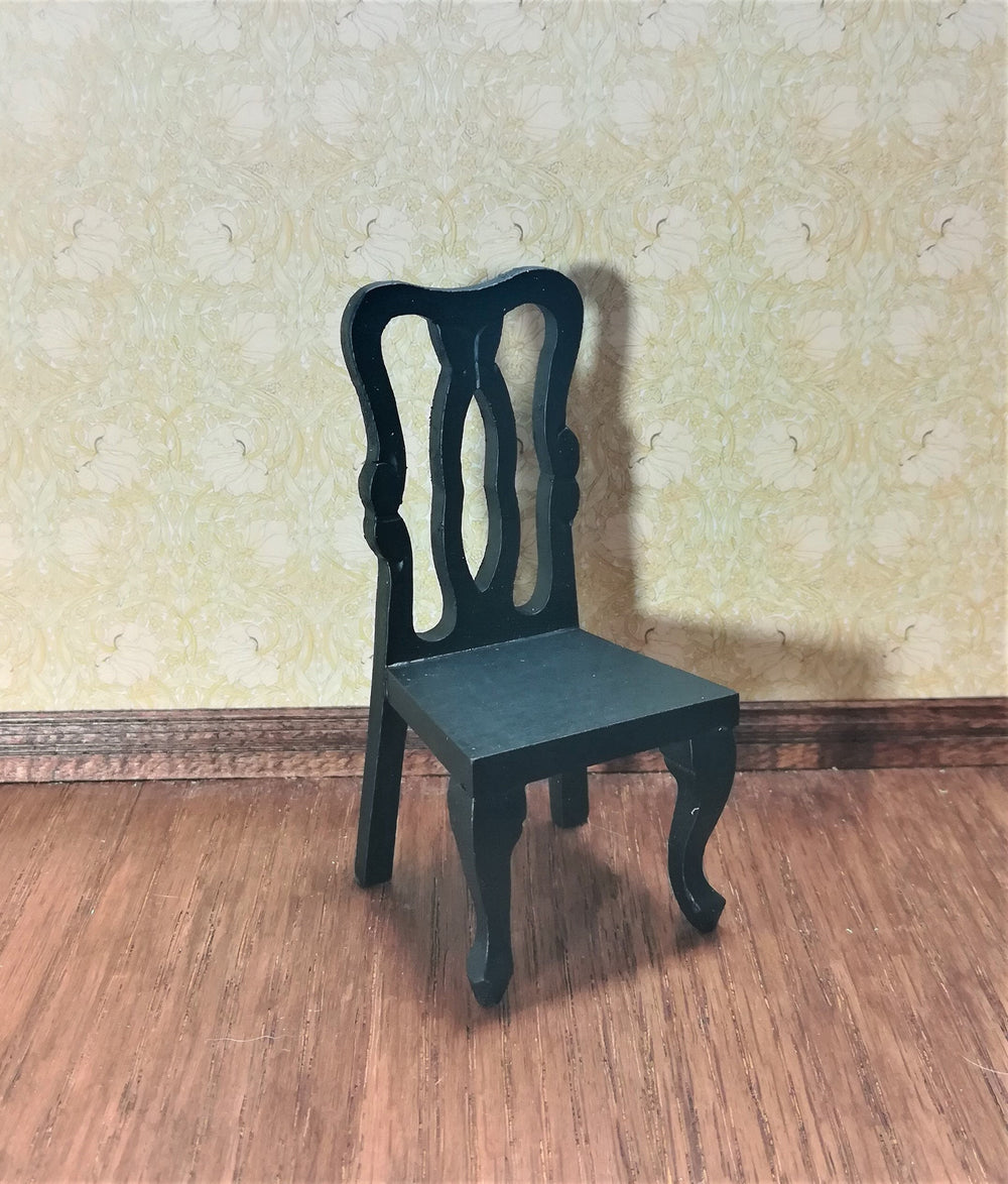 Dollhouse Chair Black Dining or Kitchen Chair 1:12 Scale Miniature Furniture