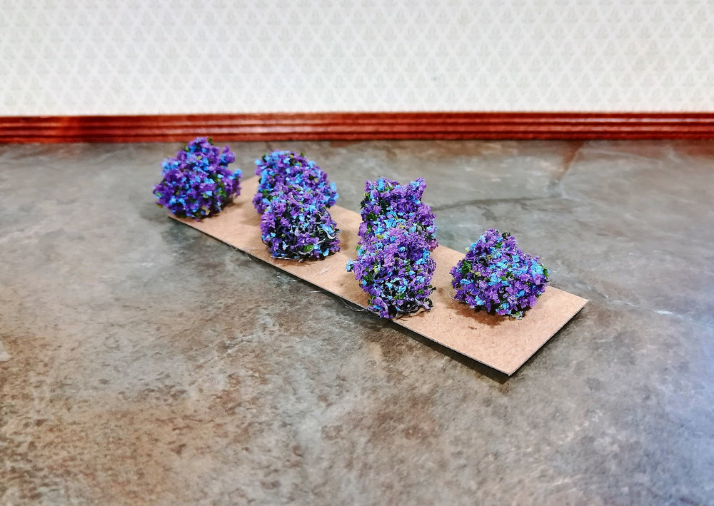 Dollhouse Miniature Flowering Shrub Purple Small Bush Round Border Plant