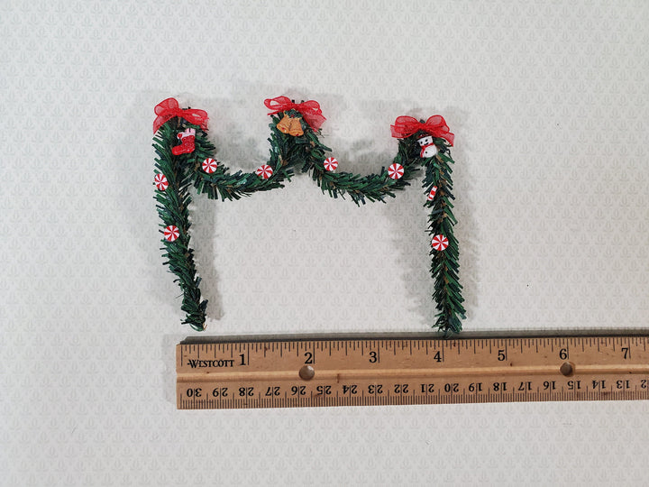 Miniature Christmas Garland Holiday Swag 1:12 Scale Dollhouse Handmade