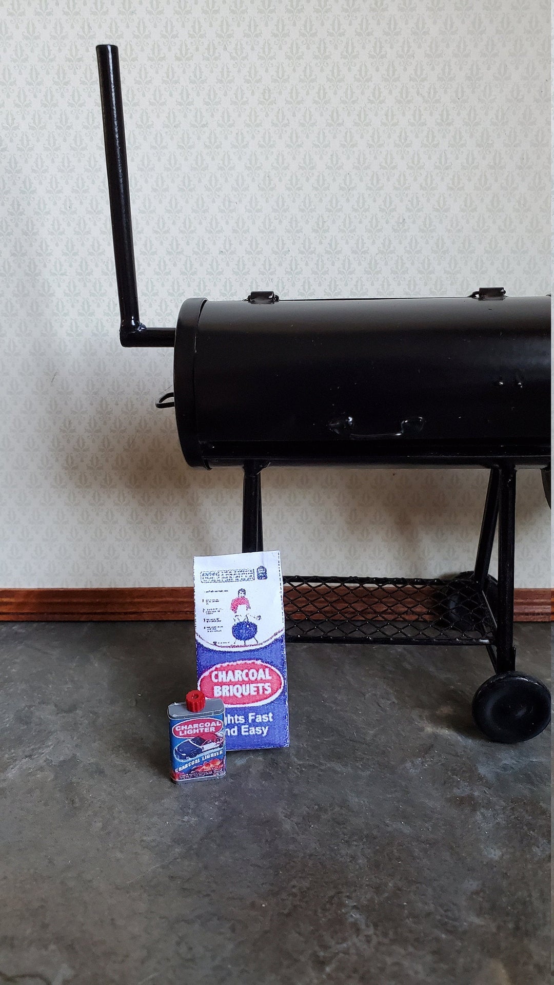 Dollhouse Miniature Charcoal & Lighter Fluid 1:12 Scale BBQ Barbecue