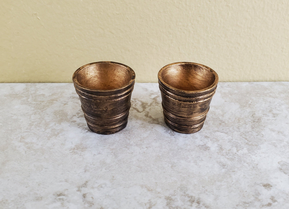 Dollhouse Miniature Garden Pots Aged Gold Finish Planters x2 1:12 Scale A4095GD by Falcon