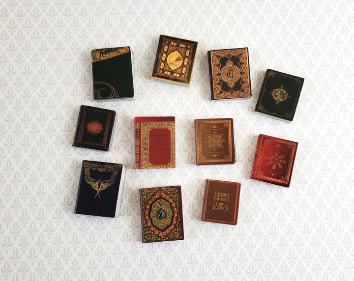 Dollhouse Miniature Books x11 Various Fancy Book Set 1 1:12 Scale (blank inside)