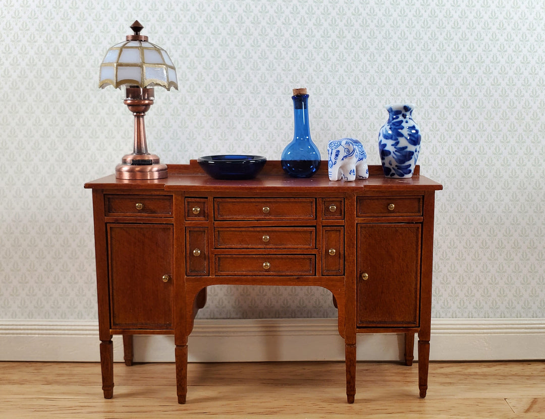 Miniature Glass Bottle Wine Decanter Cobalt Blue Corked Dollhouse Size 1 5/16"