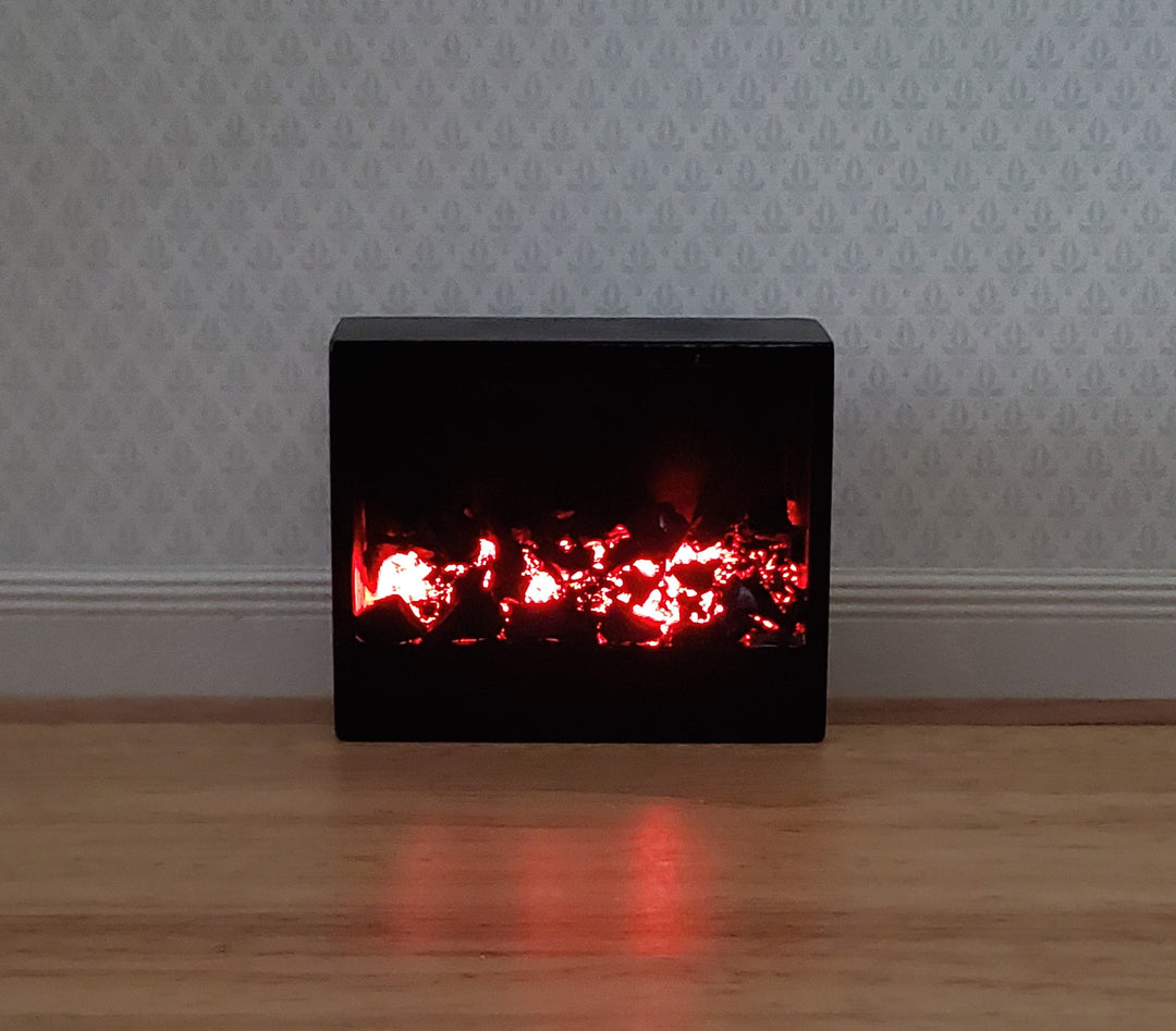 Dollhouse Wall Mounted Fireplace Modern Style Coals Battery Operated 1:12 Scale Miniature