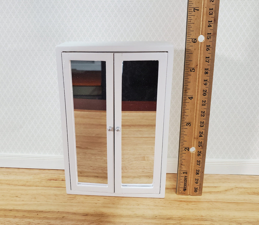 Dollhouse Wardrobe Closet Mirrored White Modern Style for Bedroom 1:12 Furniture