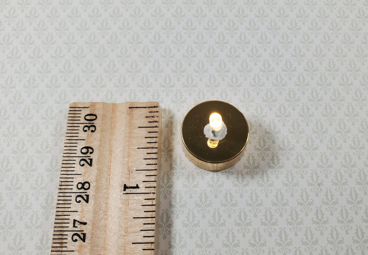 Miniature Anywhere Battery Light on Gold Metal Base Bright White On/Off Switch