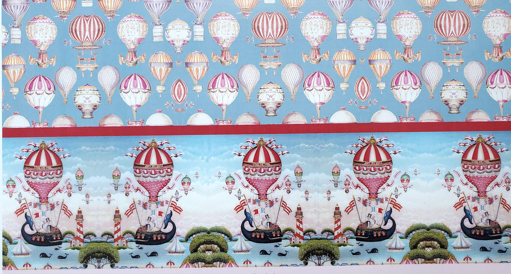 Dollhouse Wallpaper Hot Air Balloons & Whales Nursery by World Model 3555