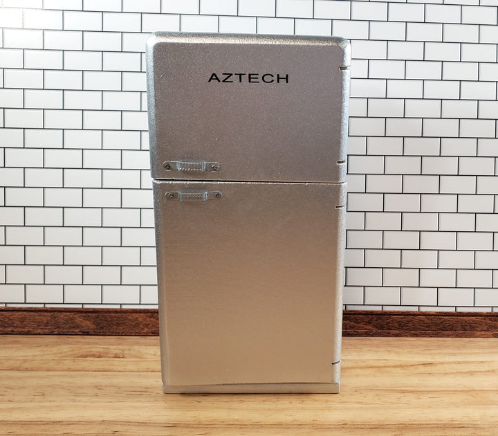 Dollhouse Kitchen Miniature Fridge 2 Door Refrigerator Silver Modern Style 1:12 Scale