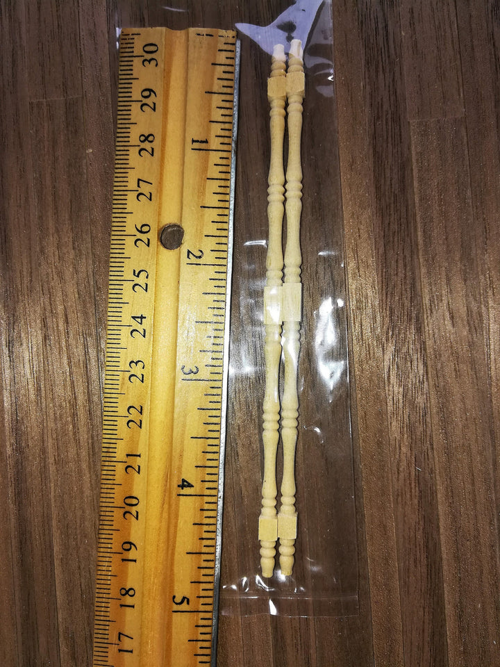 Dollhouse Miniature Spindles Tall Wood 2 Pieces 1:12 Scale 4 3/4" Long HW12022