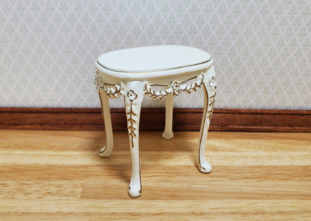 Dollhouse Oval Side Table Vintage Hansson Miniatures 1:12 Scale Cream Finish