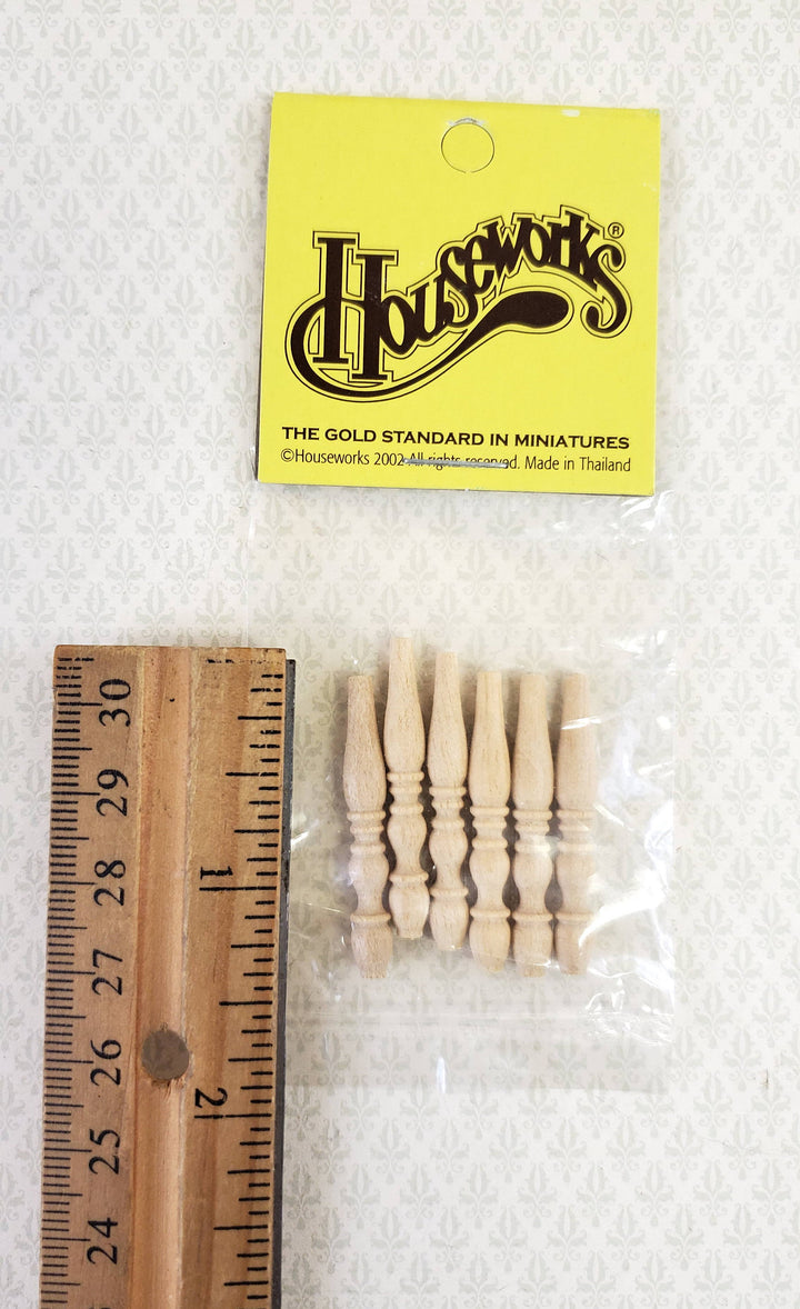 Dollhouse Miniature Spindles or Furniture Legs Wood 6 Pieces 1:12 Scale HW12016