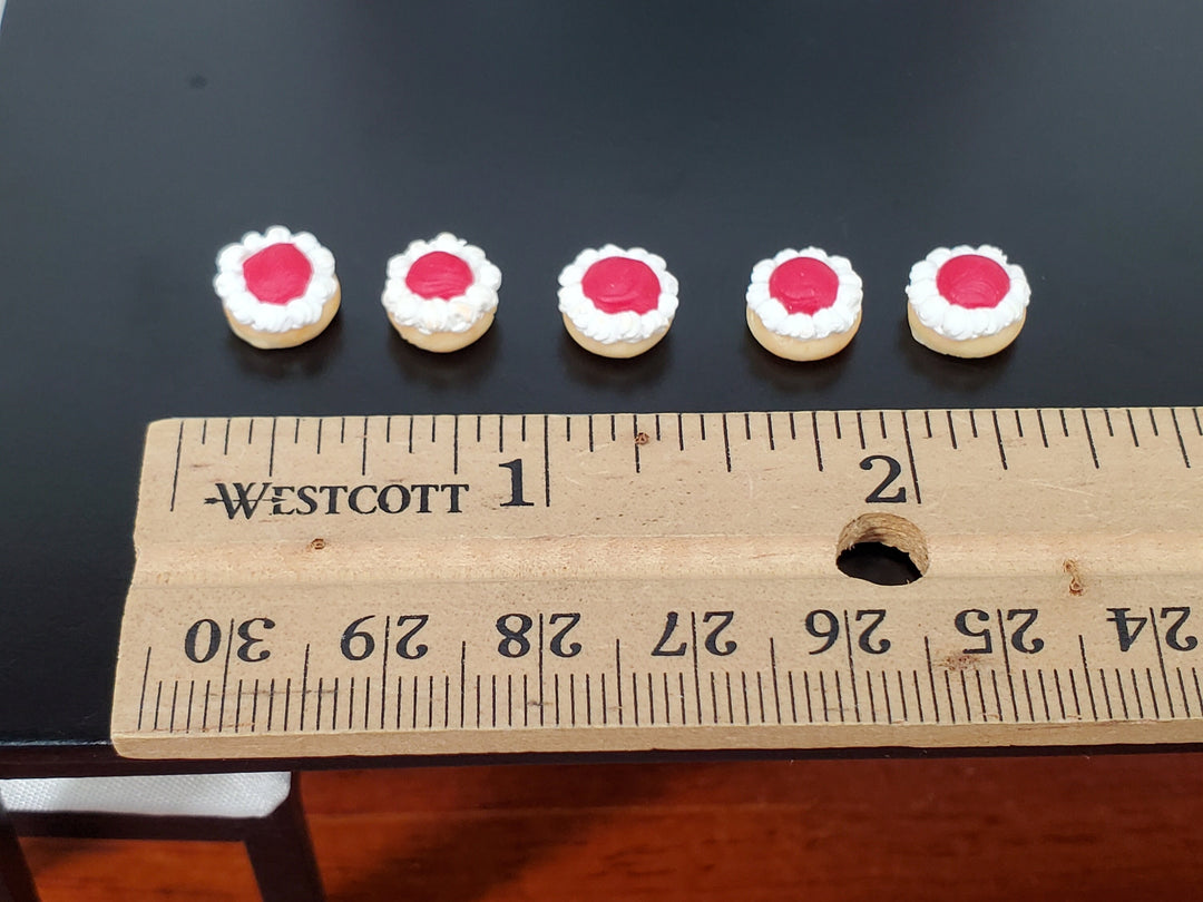 Dollhouse Donuts Pastries x5 Cherry Whipped Cream 1:12 Scale Miniature Food Dessert Bakery