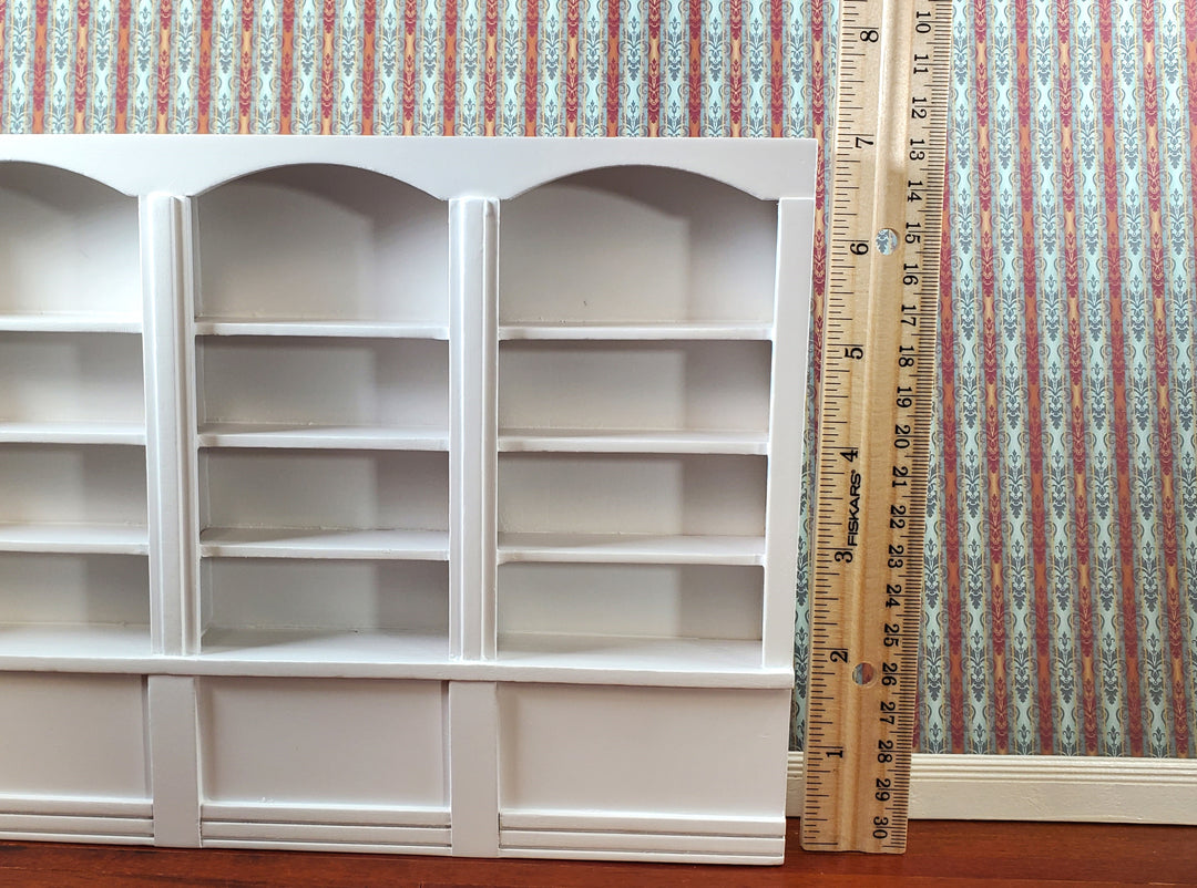 Dollhouse Bookshelf Miniature Bookcase Library Shelf 3 Bay WHITE 1:12 Scale Furniture
