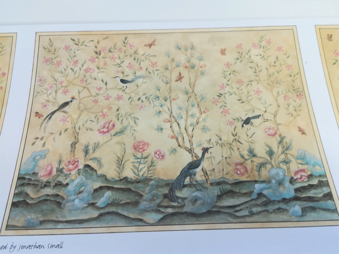 Dollhouse Mural Wallpaper Birds and Flowers Wall Panels 1:12 Scale